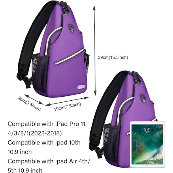 Sling-reppu, monikäyttöinen crossbody-olkalaukku, matkustus- ja vaelluspäiväreppu Ultra Violet