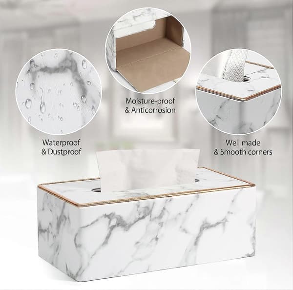 Rektangulär Tissue Box Hållare Tissue Box Omslag PU Läder Ansikts Tissue Dispenser för Hem Badrum, Vardagsrum, Sovrum, Matsal