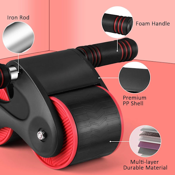 Abdominalhjul, Hjulrulle Hjemmetræningsredskab til mavemuskler Blå/Rød Ab Wheels Red