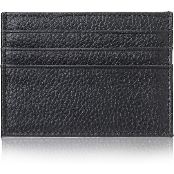 Äkta läder korthållare 7 kortplatser Minimalistisk Ultra tunn för jacka, byxor Black