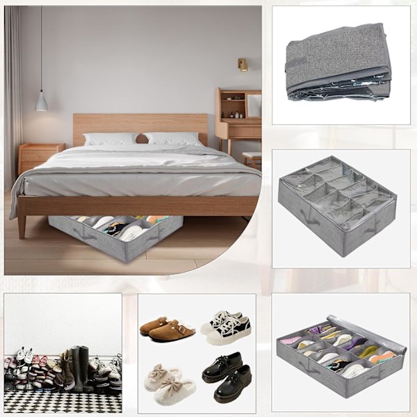 CE 2 st under-bed skoförvaring, hopfällbar under-bed skobox med transparent lock för totalt 24 par - under-bed förvaringslösning stil B Styleb2pcs