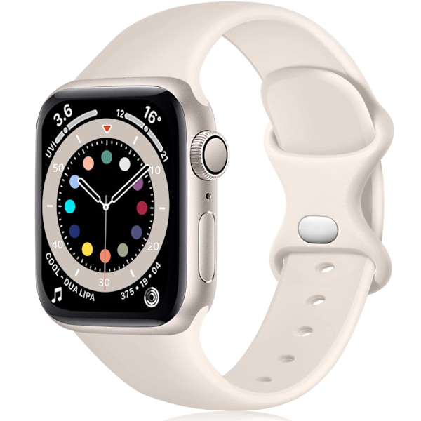 Silikonarmband Kompatibelt med Apple Watch Armband 40mm 38mm 41mm 42mm, Ersättningsarmband för iWatch SE Serie 10 9 8 7 6 5 4 3, Stjärnljus, Liten (2st)