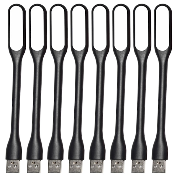 8 st Mini USB-lampa för tangentbord, flexibel justerbar USB-lampa för bärbar dator (Svanhalsstruktur, LED-ljuskälla) (Svart)