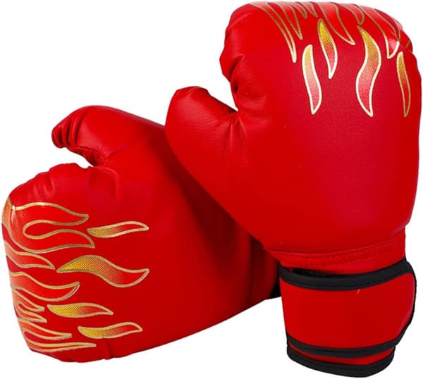 Kickboxningshandskar för barn, par, för 3-8 år, träningshandskar, röd flamma