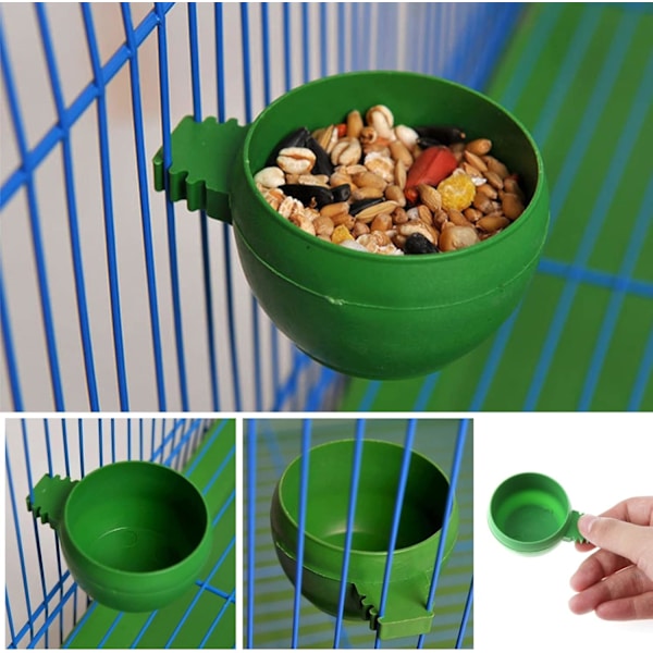 Foderautomat, 3 stk. Mini plast papegøje mad vand skål foderautomater fuglebur kopper fodring holder til undulater, kakaduer, duer
