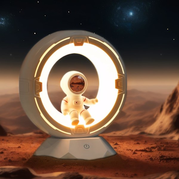 Astronautti yövalo, kylmä ja lämmin valo ladattava himmennettävä kosketus yövalo, sopii makuuhuoneen yöpöydälle olohuoneen työpöydälle (valkoinen) White