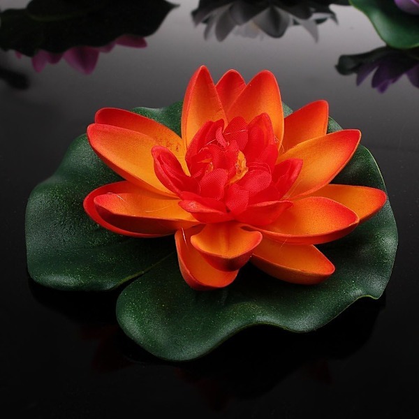 4 stk. Kunstig Skum Lotus Vandlilje Blomst Kunstig Flydende Dam Planter Dekoration 28cm Multicolor 28cm