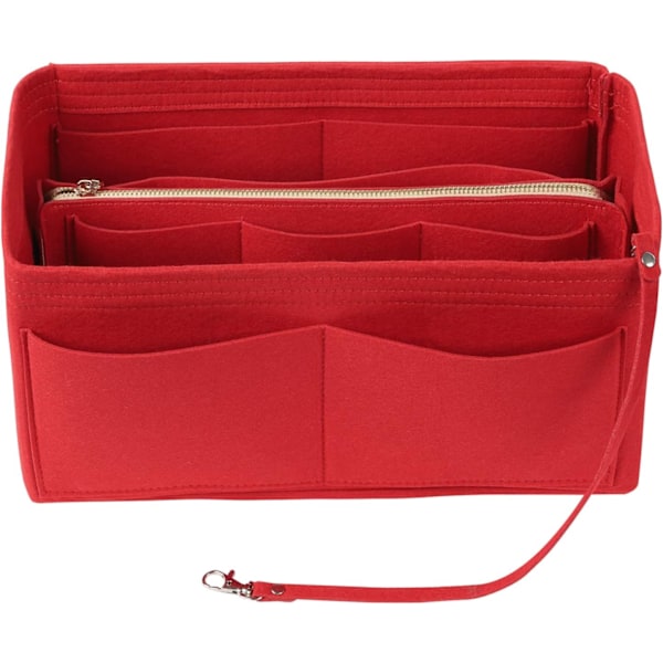 tment Ensfarvet Filtpose Stor Kapacitet Makeup Taske Kvinder Rejse Stor Makeup Organizer Toilettaske Opbevaringspose Håndtaske Tote, Rød Red