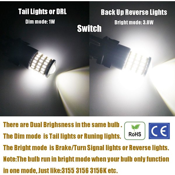 Nyeste 9-30V Super Bright Low Power 3157 4157 3057 3156 LED-pærer med projektorerstatning til baklys og baglygter til parkering Xenon White