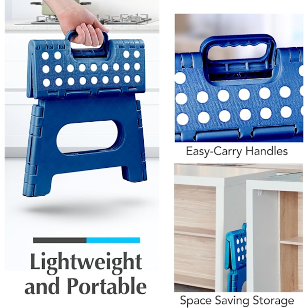 Sammenleggbar trinnkrakk - Den lette trinnkrakken er robust nok til å støtte voksne og trygg nok for barn. Åpnes enkelt med ett kast. Flott for Blue 9Inch  2PACK