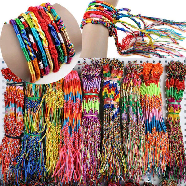 50 st grossistpartier smycken bunt flätad vänskapssnöre armband