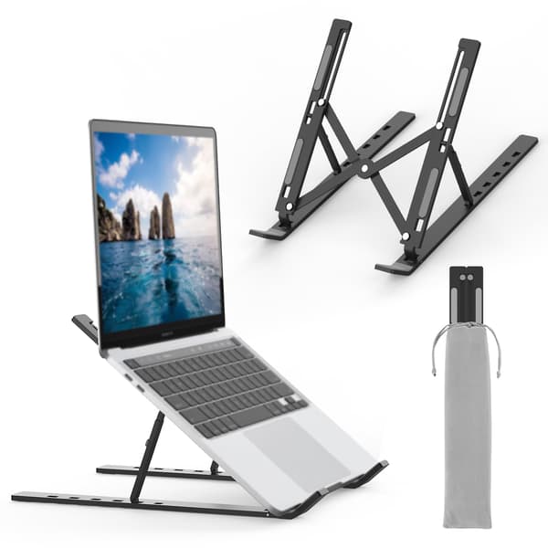 Bærbart foldbart laptopstativ, 6 justerbare vinkler, kompatibelt med de fleste laptops