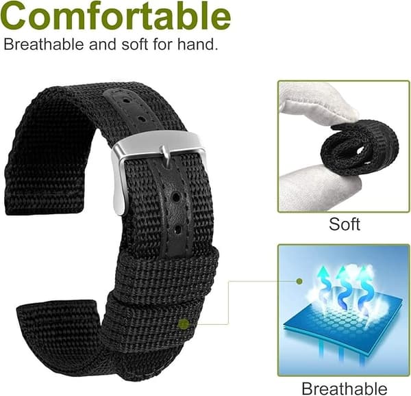 Nylon Armbånd Canvas Erstatningsarmbånd Militær Hær Menn Kvinner - 22mm Rustfritt Stål Sølv Spenne Armbånd