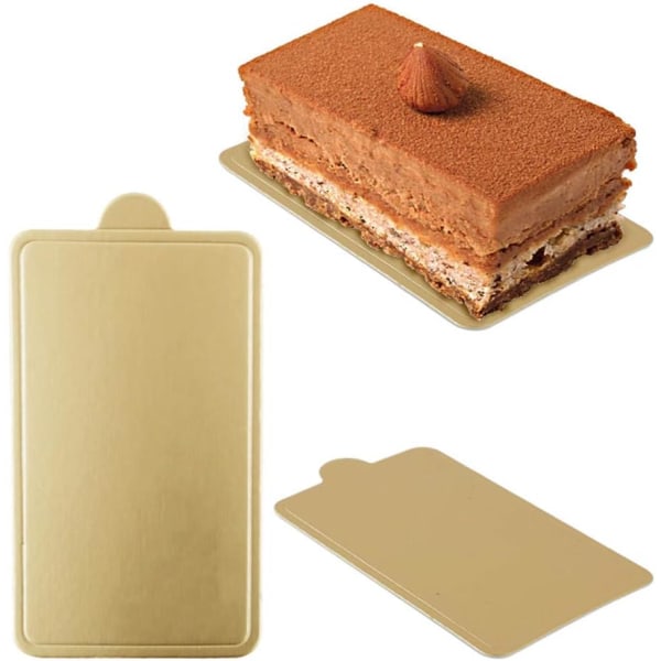 Mini papkagekagebunde, 100 stk. gyldne mousse kagebunde kagepapir tallerkener dessert bund base fedt til bryllup fødselsdag (firkantet) Square