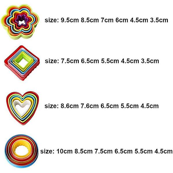 21-delt plastdeigkutter, kakeform for kjeks, kjeks, frukt, toast, kjeks, fondant