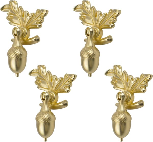 Acorn Drawer Knobs with Flower Base, 4 Pcs Antique Zinc Alloy Squirrel Knob, Hanging Pull Handle Drawer Single Hole Handle