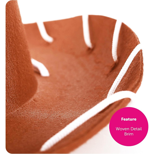 Barnebrun Cowboyhat - Cowboy og Cowgirl Hat Tilbehør - Perfekt til Vilde Vesten og Cowboy Temafester, Verdensbogsdag eller Andre Udklædningslejligheder Brown Pack of 1
