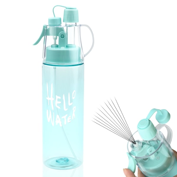 Spray Vattenflaska, 580ml, med Flip Top-sugrör, Transparent Blå, 1st