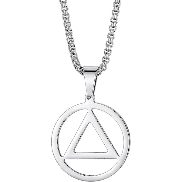 Halsband för män i rostfritt stål Aa Recovery Triangle Halsband Nykterhetsgåvor för män