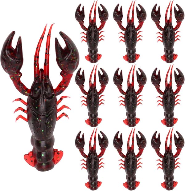 Fishing Lure, 10 Artificial Lobster-Shaped Baits, Red, Plastic, 5 cm