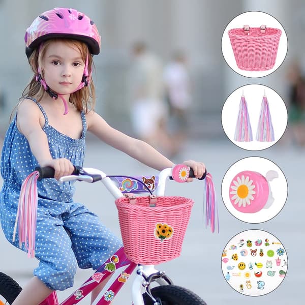 Barncykelkorg, vävd, med cykeltillbehör, 1 set