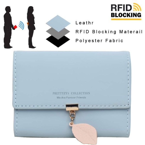Naisten aito nahkainen luottokorttikotelo RFID-suojattu korttikotelo Lompakko Vetoketjullinen Blue