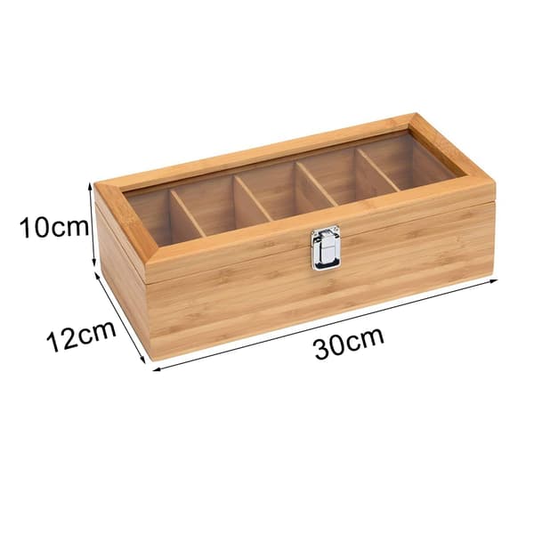 Bamboo Tea Organizer with Clear Acrylic Window, Eco-Friendly Storage Solution for Your Tea and More, Magnetic Lock Ensures Freshness