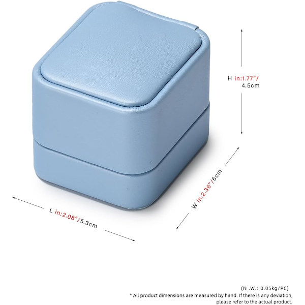Blå PU Läder Klassisk Ringbox Förvaringslåda Bröllopsgåva, Bröllopsdag Frieri blue
