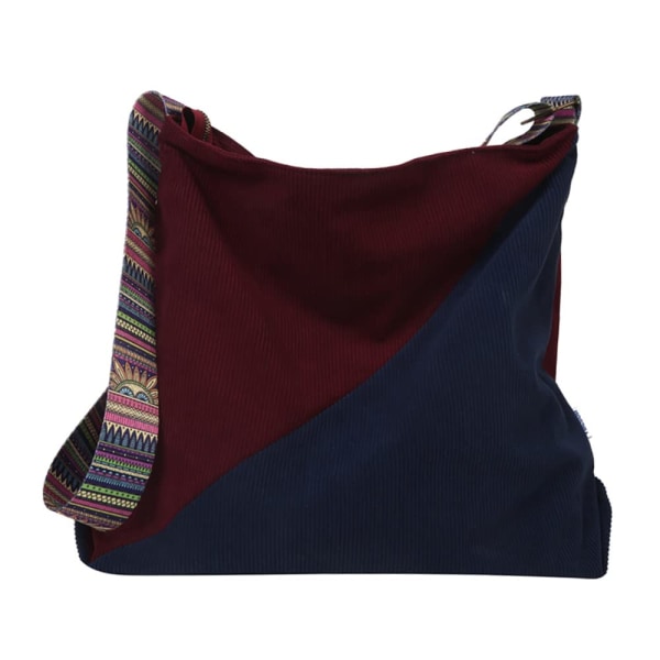 Corduroy Crossbody Tote Bag for kvinner, Uformell skulder Tote Bag Stor kapasitet Shopping Crossbody Bag, blå og rød