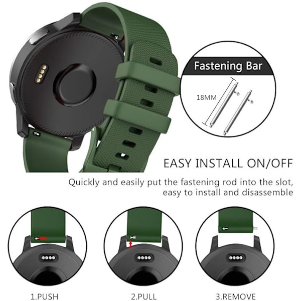 Silicone Strap for Garmin Vivoactive, Samsung Galaxy Watch, 18mm Quick Release Replacement Band
