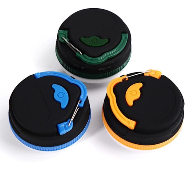 Camping Lykta 3 st Vattentät LED Tältlampa med Magnetisk Bas Utomhus Campinglampor Batteridriven Tältlampa 3 Lägen för Vandring, Fiske Black