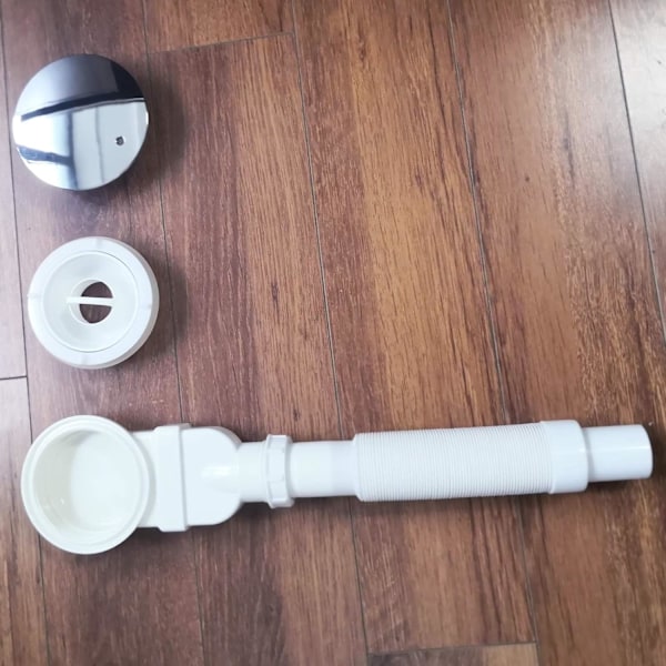 90mm Högflödes Duschbrunn Krom Avfallsfälla för Duschbricka med 80cm Flexibel Anslutningsrör