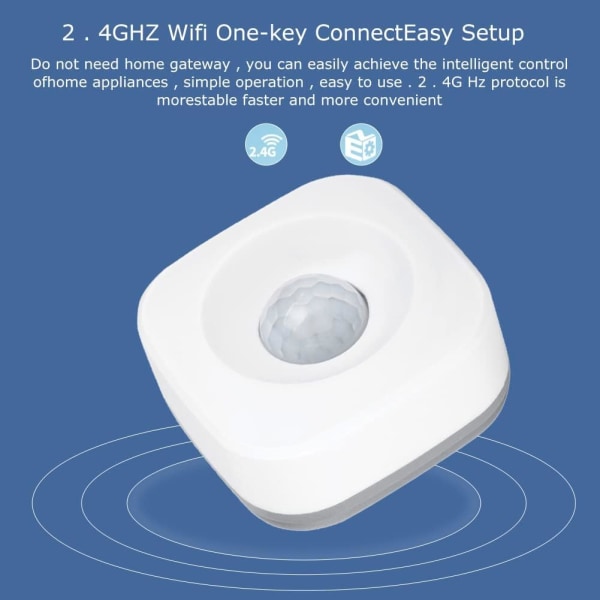 arm System Trådløs WiFi Smart PIR Bevægelsessensor Detektor Kompatibel med TUYA/Smart Life App White