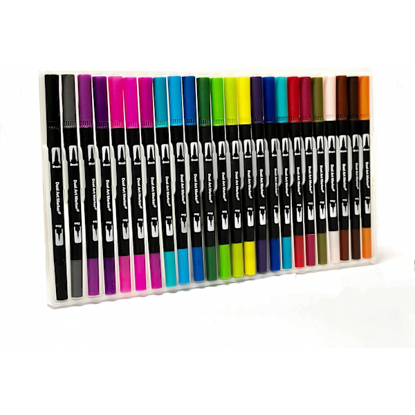Farveblyanter til voksne Scherry Dual Tip Brush Pens 24 farver Filtstift Farvede Kunstpenne til voksne, Børnemarkører til kalligrafi Tegneseriebogstaver 24