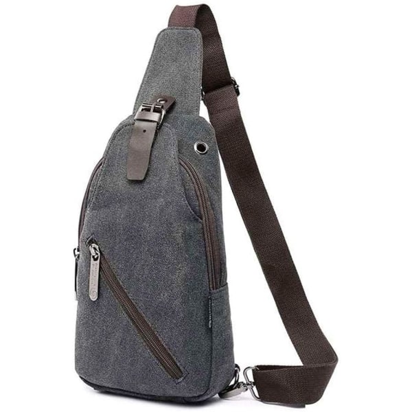 Canvas Sling Crossbody Bag Dagsäck för män Kvinnor Utomhusresor Casual Axel Bröstryggsäck Väskor Dagspaket Jakt Vandring Camping Svart Grå #37black Gray(canvas)