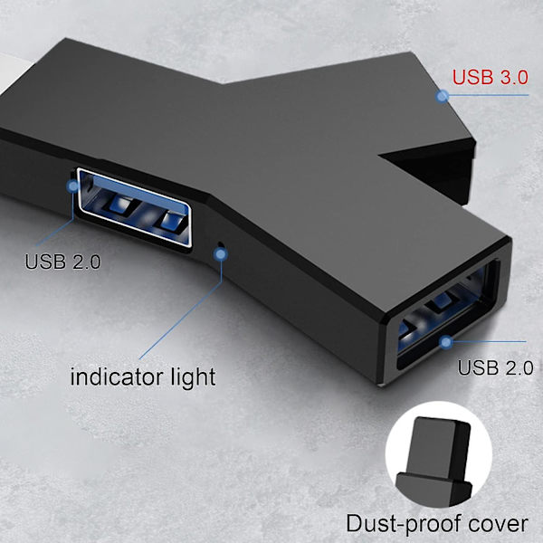 Usb-keskitin, 3-porttinen jakokeskitin (2 Usb 2.0 + Usb 3.0), Usb 3.0 -keskitin Mini Portable Usb -sovitin