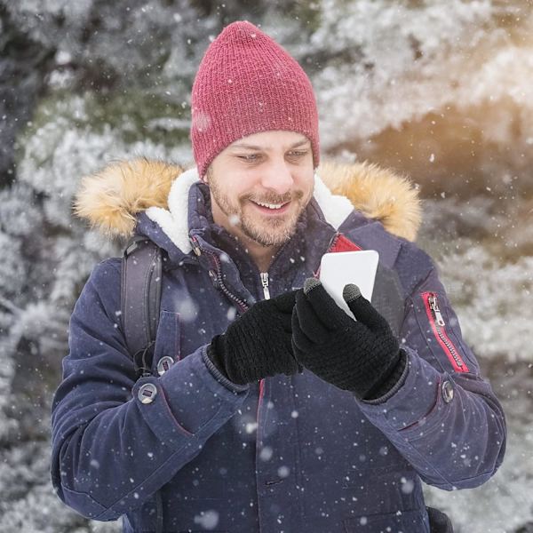 2 Par Damvinterhandskar Touchscreen-Handskar Varma Fleece-Handskar Fodrade Stickade Handskar Elastisk Manschett Vinter-SMS-Handskar -