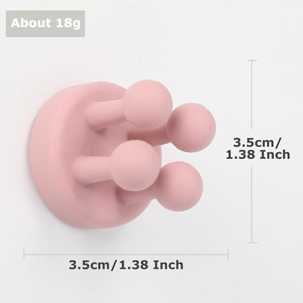 4 stk. Silikon tannbørsteholder Multifunksjonskrok Vanntett selvklebende enkelt tannbørste krok plugg holder for vegg for å henge baderomssett Pink