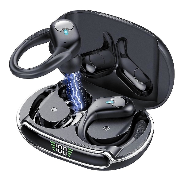 Bluetooth 5.3-hovedtelefoner, ipx8 vandtætte øretelefoner, Enc HD-opkald, In-ear-hovedtelefoner Trådløs dyb bas（Sort）
