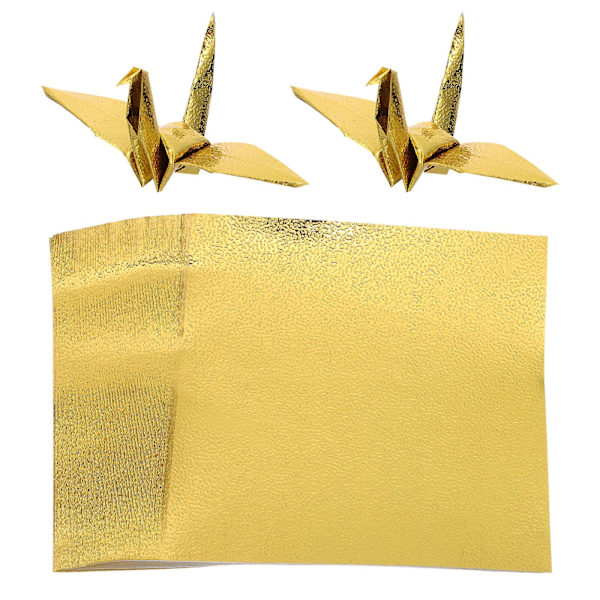 100 ark håndfoldet origami-papir DIY håndlavet papir (10X10X0.1CM, guld)
