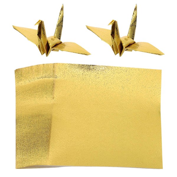 100 ark kvadratisk origami håndfoldet papir DIY håndlavet papir (10X10X0.1CM, guld)