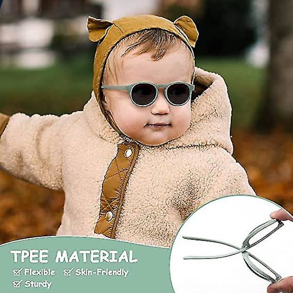 Fleksibel polariserte baby solbriller UV-beskyttelse med justerbare stropper for babyjenter 0-3 år (rosa)