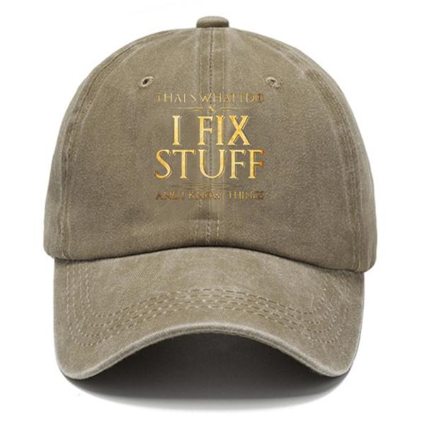 2023 Ny Thats What I Do I Fix Stuff And I Know Things Dad Hat, Morsom Baseball Caps Justerbar For Menn Kvinner（Khaki）