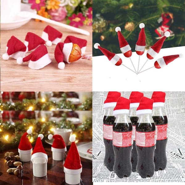 Santa Candy Cane Hatter - 36 Mini Candy Flaskekorker