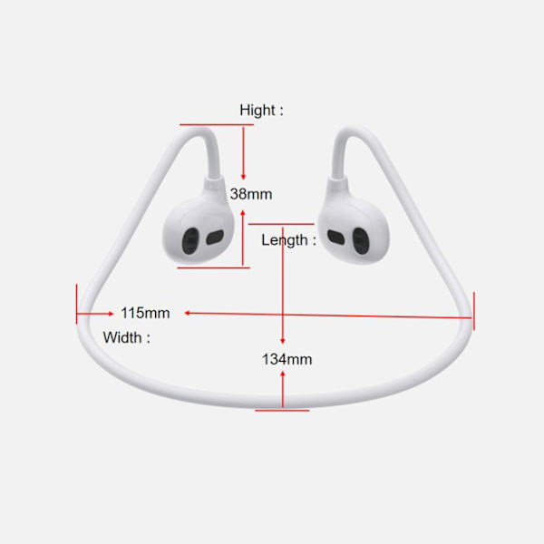 Trådlöst headset ledning sport samtal extra lång standby trådlöst Bluetooth headset ingen öra ledning nack headset Bluetooth 5.3（Vit）