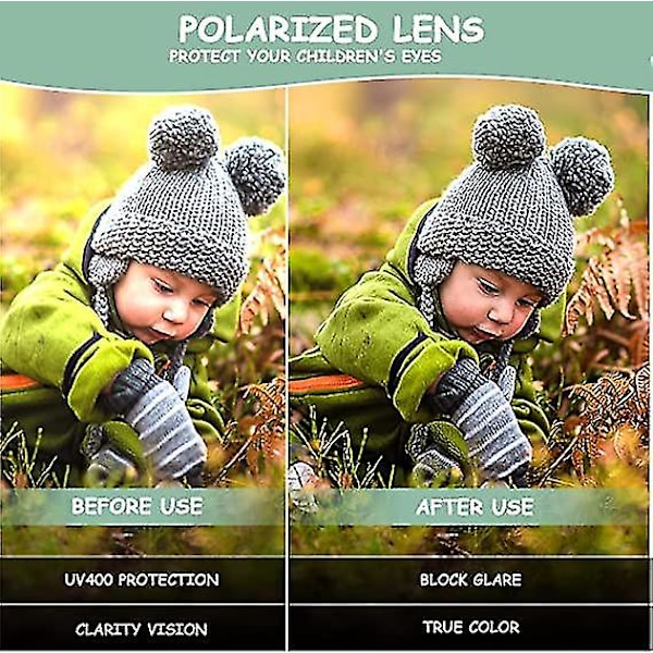 Flexibla polariserade babysolglasögon UV-skydd med justerbara remmar för flickor 0-3 år (rosa)