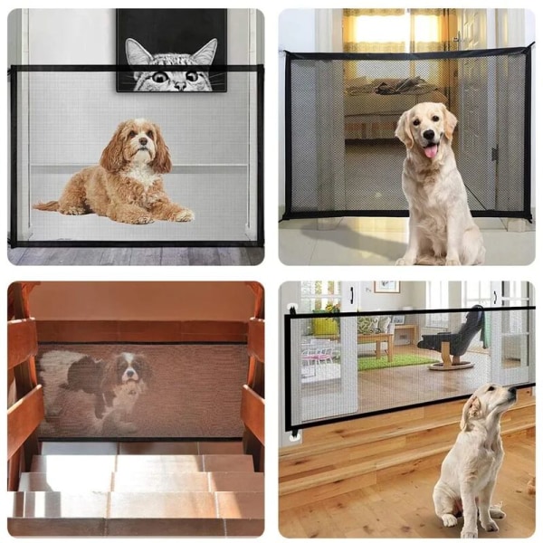 Hundetrappeport, sort nylon, rustfrit stål, bærbar og foldbar, kan installeres hvor som helst, velegnet til hunde og katte