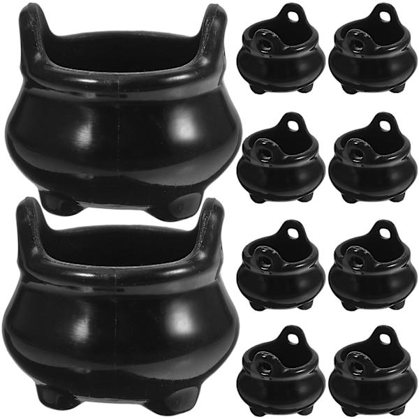 10-pack miniatyrhäxkittel, miniatyrmodell av häxkittel, Halloween miniatyrkittel (2X2CM, svart)