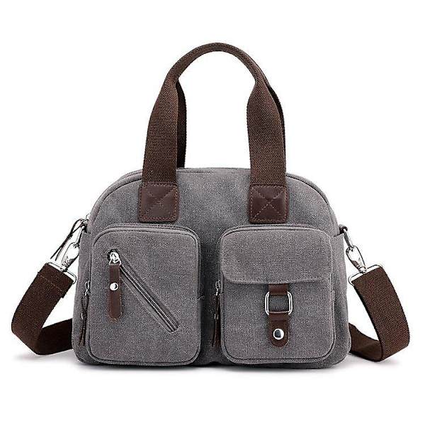 Canvas enkel canvas messenger väska för kvinnor（Rosa）