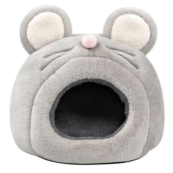 Rat Shape Hamster Hideout Plush Warm House Bed Chinchilla Mouse Rabbit Gray)